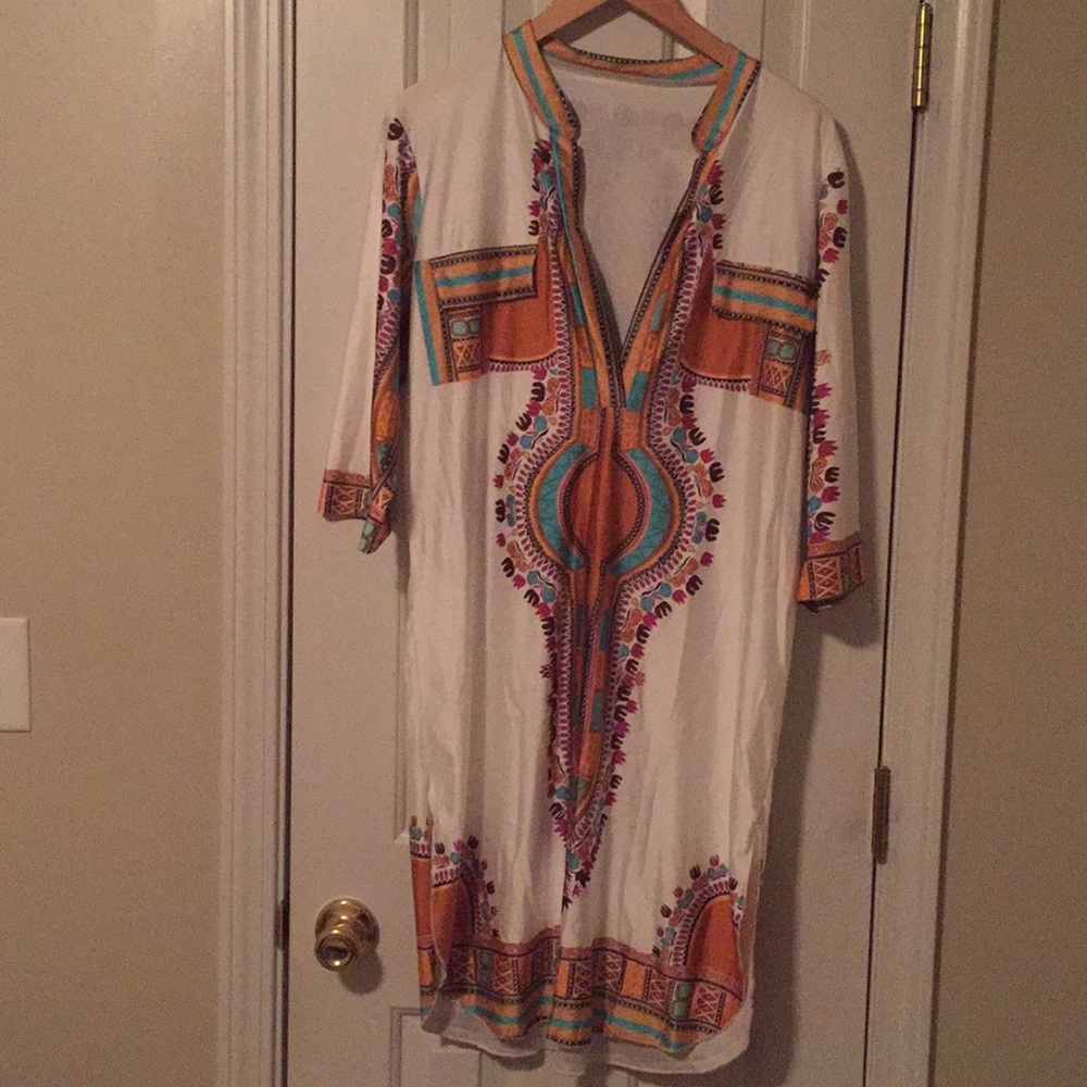 Multi-colored print shirt dress